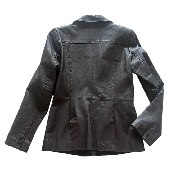 Women Newport News Chocolate Leather Blazer - Picture 2 of 7